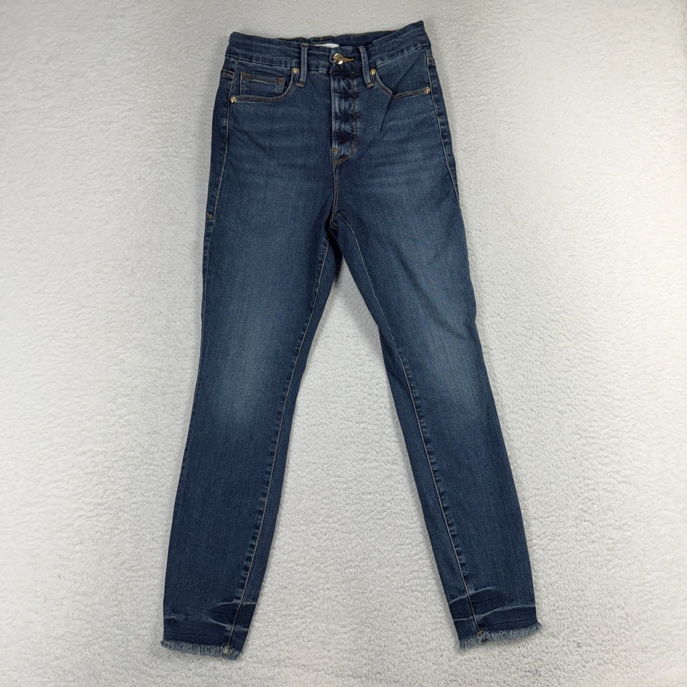 Good American Women's 6/28 (25.5x25.5) Blue Good Waist Crop Hi Skinny Jeans NWT